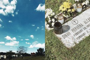 blue skies and mom's tombstone