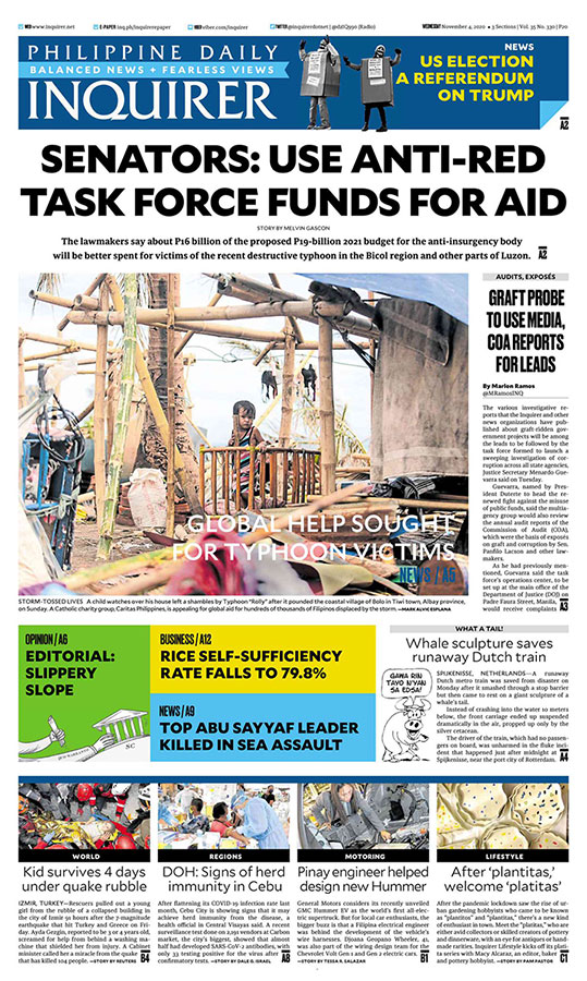 Philippine Daily Inquirer front page